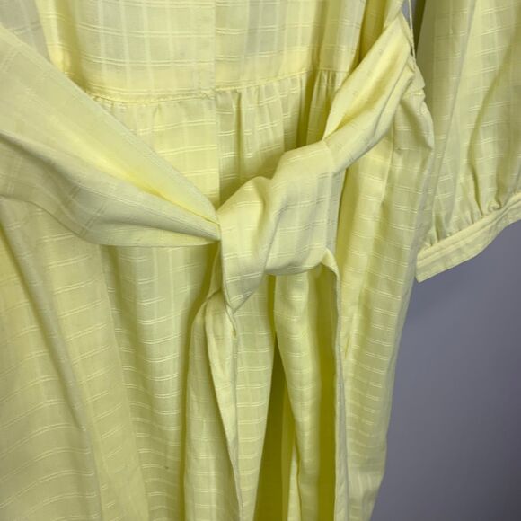 Vintage Tanner Yellow Butter Modest Dress‎ Button Bodice Full Skirt Tie belt - Picture 3 of 13